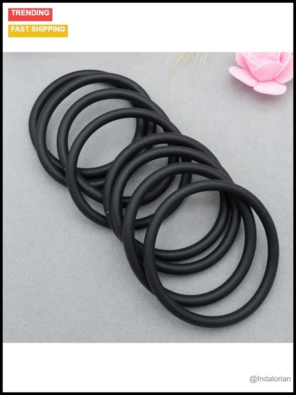 Handmade Punk Stackable Rubber Bangle Bracelets Set of 8